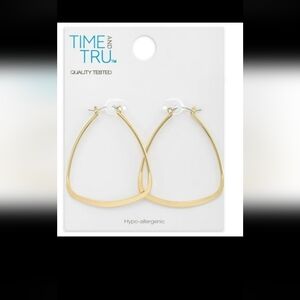 Time and Tru Squared Gold Hoop Earrings for Women